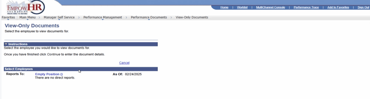 View-Only Documents Page